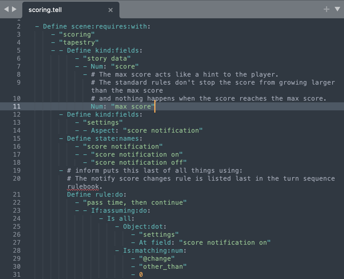example of syntax highlighting
